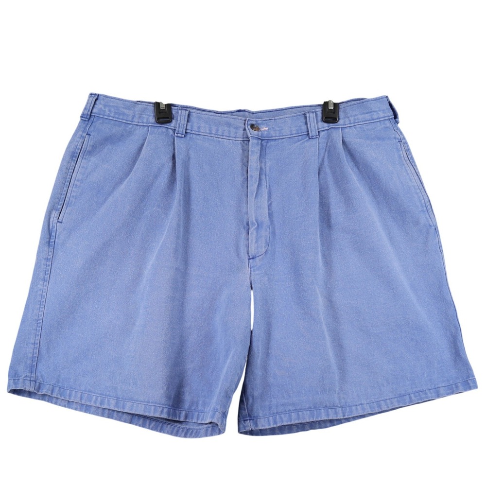 Berle Pleated Chino Shorts Mens 38 Blue Cotton Relaxed Casual Summer